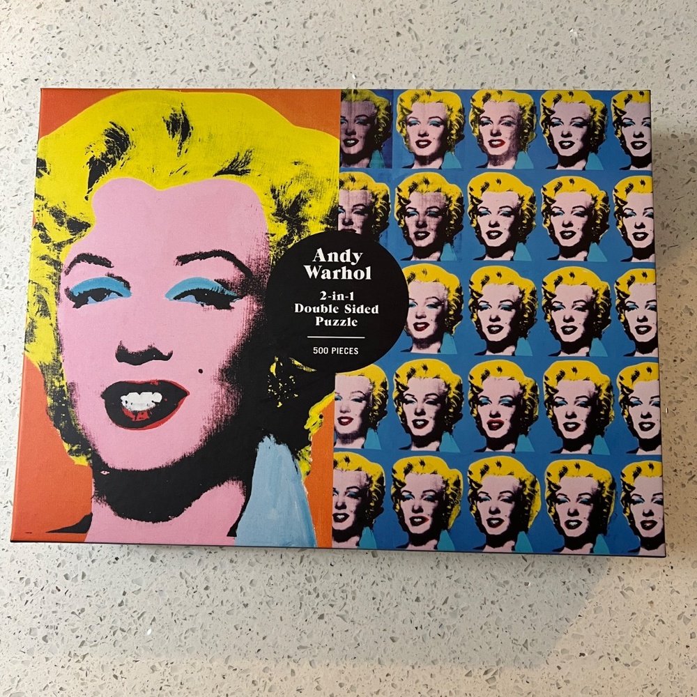 Andy Warhol Marilyn Monroe Double Sided 500 Piece Jigsaw Puzzle Bag is sealed